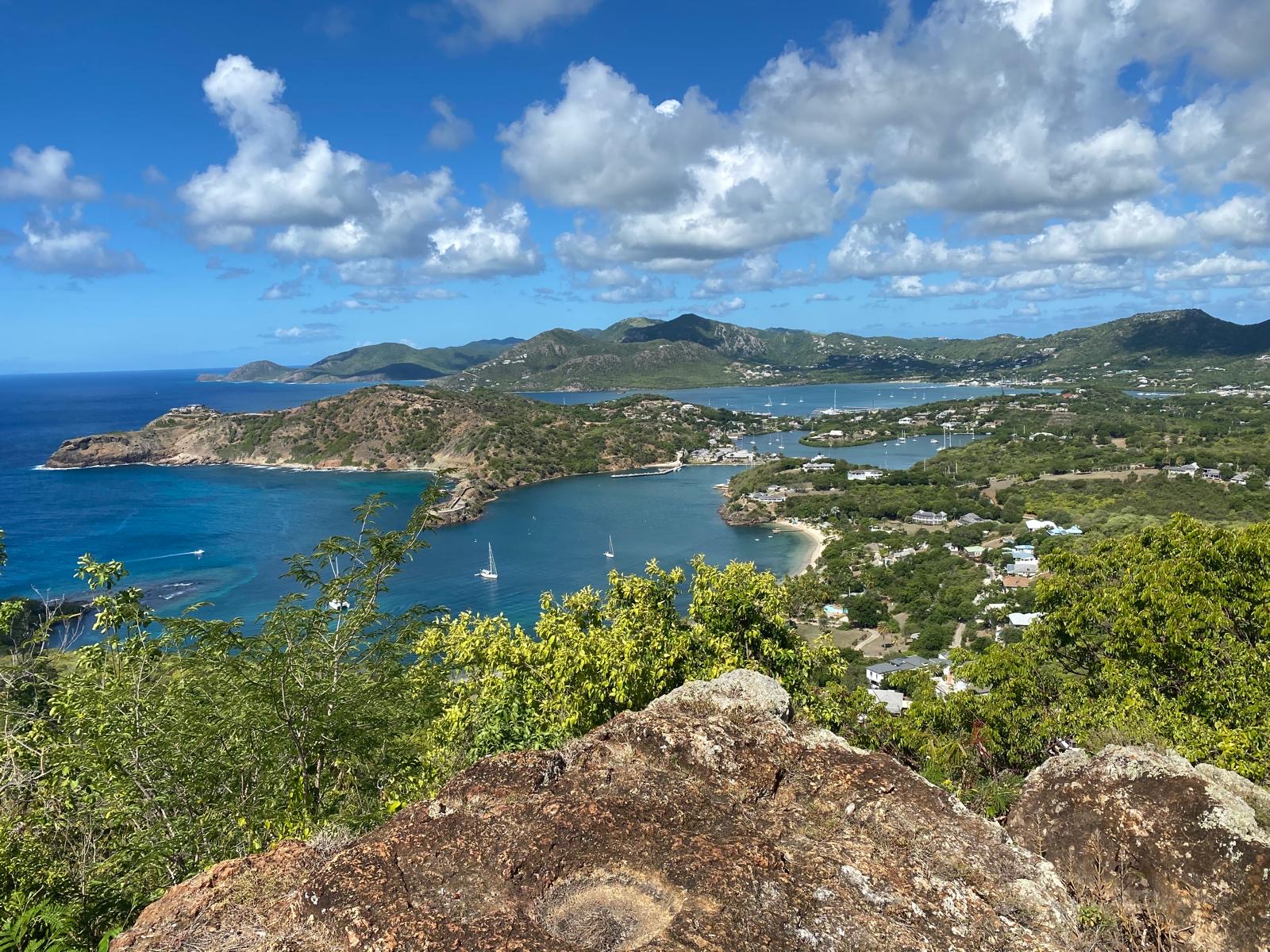 English Harbour and the Caribbean coastline in Antigua
